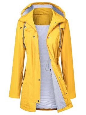 🆕 Raincoat Women Waterproof Long Hooded Trench Coats Lined Windbreaker Travel